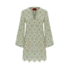 La Doublej The Kaftan Mini In Agua Macrame In Agua Cream