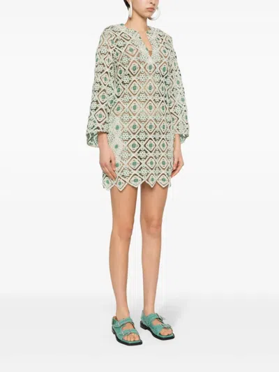 La Doublej The Kaftan Mini In Agua Macrame In Multi