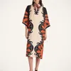 La Doublej Printed Kaftan Dress In Pacific Placée Dark Orange