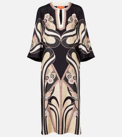 La Doublej The Printed Silk Twill Kaftan In Multi