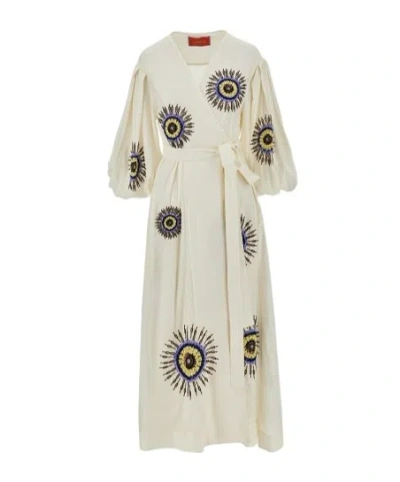 La Doublej Tie-fastening Midi Dress In Brown