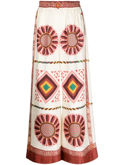 La Doublej Tile-printed High-waist Palazzo Trousers In Multi