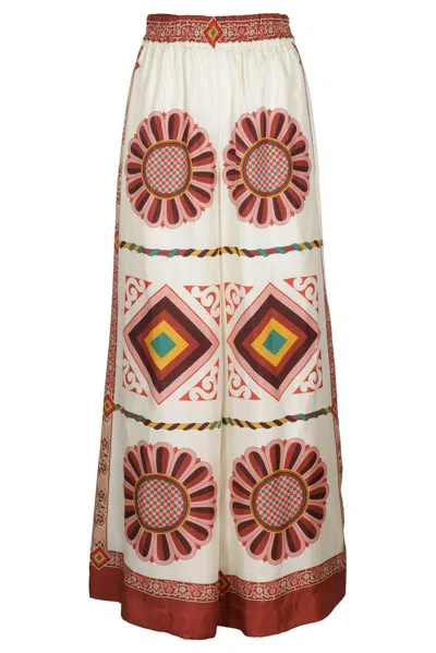 La Doublej Tile-printed High-waist Palazzo Trousers In Multi