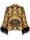 La Doublej Make An Exit Top With Feathers Cherubs Gold In Black
