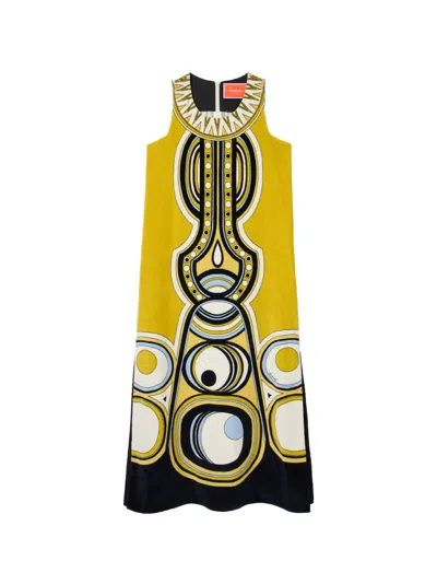 La Doublej Totem Kleid Aus Placée In Green