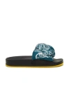 La Doublej Treccia Knotted-strap Rubber Slides In Ionic Blue Petro