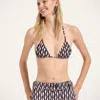 La Doublej Fish-print Triangle Bikini Top In Black