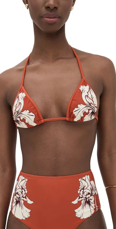 La Doublej Triangle Bikini Top Dark Orange