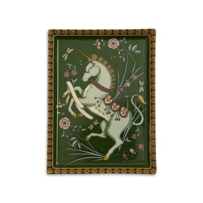 La Doublej Trinket Tray In The Unicorn Dark Green