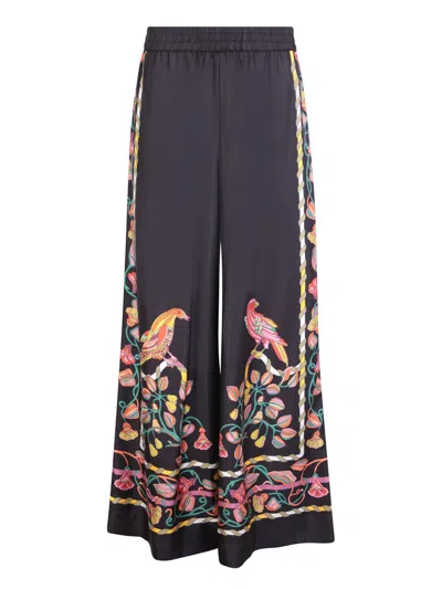 La Doublej High-waisted Palazzo Trousers In Borboni Placee Nero