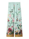 La Doublej Multicolor Pants With Rear Elastic Waist And All-over Floral Motif In Silk Woman In Pattern