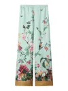 La Doublej Multicolor Pants With Rear Elastic Waist And All-over Floral Motif In Silk Woman In Blue