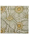 La Doublej Tudor-print Linen Tablecloth In Green