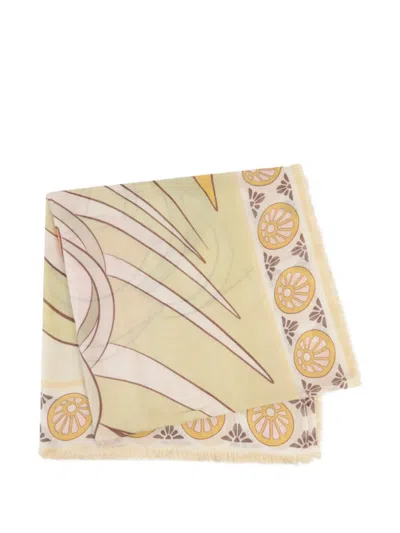 La Doublej Tulip Placée Fringed Scarf In Yellow