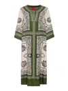 La Doublej Printed Silk Twill Kaftan In White