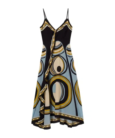 La Doublej Turn Around Silk Crêpe De Chine Midi Dress In Multi