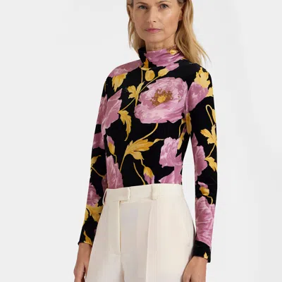 La Doublej Floral Turtleneck Top In Sylph Black