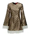 La Doublej Twiggy Dress (with Feathers) In Brown