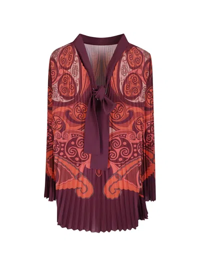 La Doublej Twirling Pleated Tunic In Purple