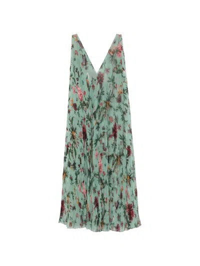La Doublej Twirling V-neck Floral Maxi Dress In Green