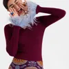 La Doublej V-neck High Kick Top In Solid Burgandy