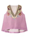 La Doublej V-neck Printed Top In Pink