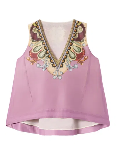 LA DOUBLEJ V-NECK PRINTED TOP