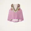 La Doublej V-neck Printed Top In Pink