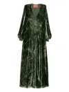 La Doublej V-neck Velvet Dress In Green