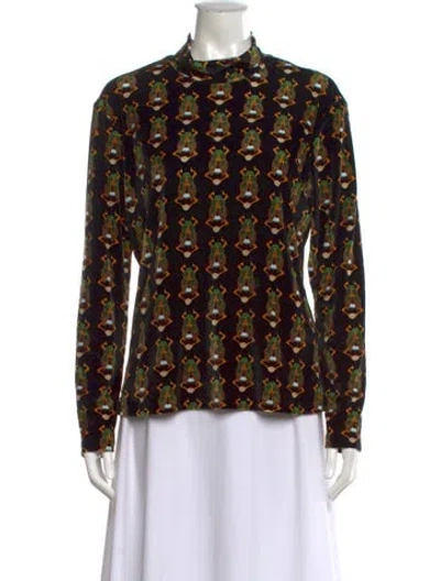Pre-owned La Doublej Velour Printed Blouse In Black