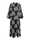 La Doublej La Double J Ankle-length Black Dress With Intricate Patterns In Black