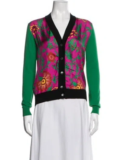 Pre-owned La Doublej Virgin Wool Floral Print Sweater In Green