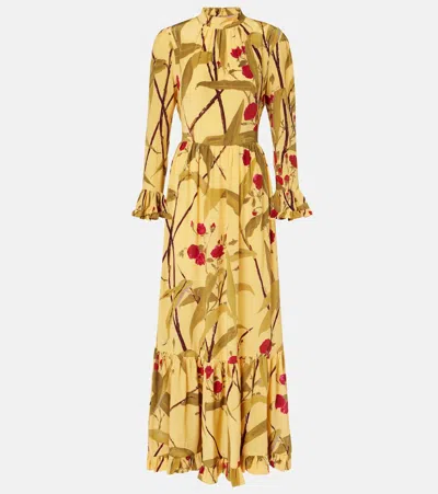 La Doublej Visconti Silk Crêpe De Chine Maxi Dress In Yellow