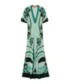 La Doublej Marlene Satin-trimmed Printed Silk-crepe Midi Dress In Gray