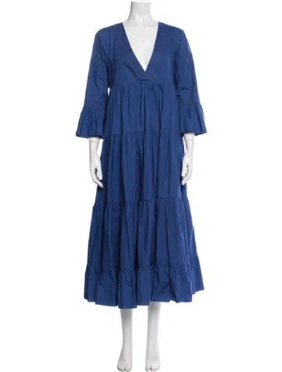 Pre-owned La Doublej V-neck Long Dress In Blue