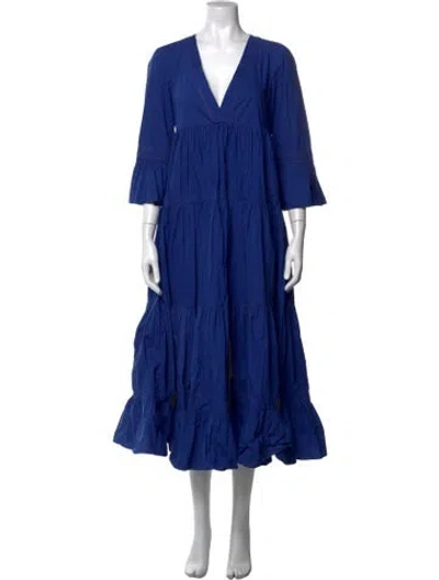 Pre-owned La Doublej V-neck Long Dress In Blue
