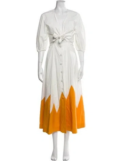 Pre-owned La Doublej V-neck Long Dress In Orange