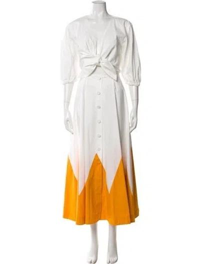 Pre-owned La Doublej V-neck Long Dress In White