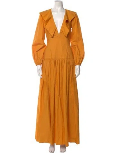 Pre-owned La Doublej V-neck Long Dress In Yellow