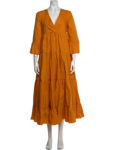 Pre-owned La Doublej V-neck Long Dress In Yellow
