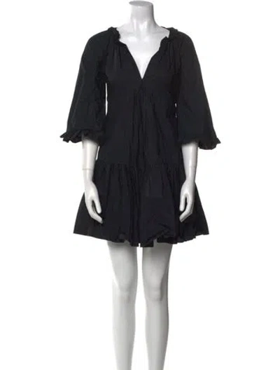 Pre-owned La Doublej V-neck Mini Dress In Black