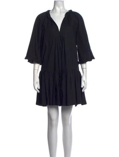 Pre-owned La Doublej V-neck Mini Dress In Black
