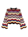 La Doublej Wave-pattern Bell-sleeve Sweater In Multi