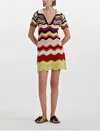 La Doublej Wave-pattern Collared Mini Dress In Multi