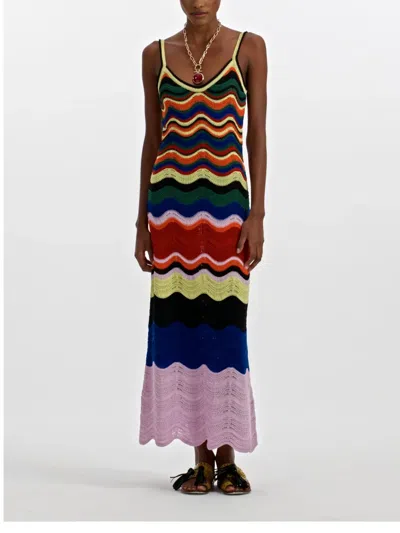 La Doublej Wave-pattern Knitted Maxi Dress