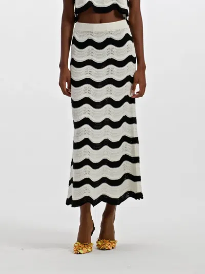 La Doublej Wave-pattern Knitted Skirt In Multi