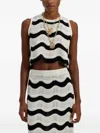 La Doublej Chevron Cotton Crochet Crop Top In White