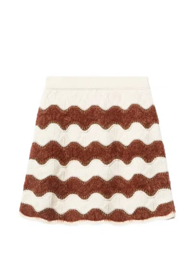 La Doublej Wave Pattern Mini Skirt In White