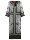 La Doublej La Double J Intricate Patterned Green Silk Dress