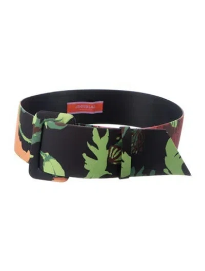 Pre-owned La Doublej Wide Leather Waist Belt In Black